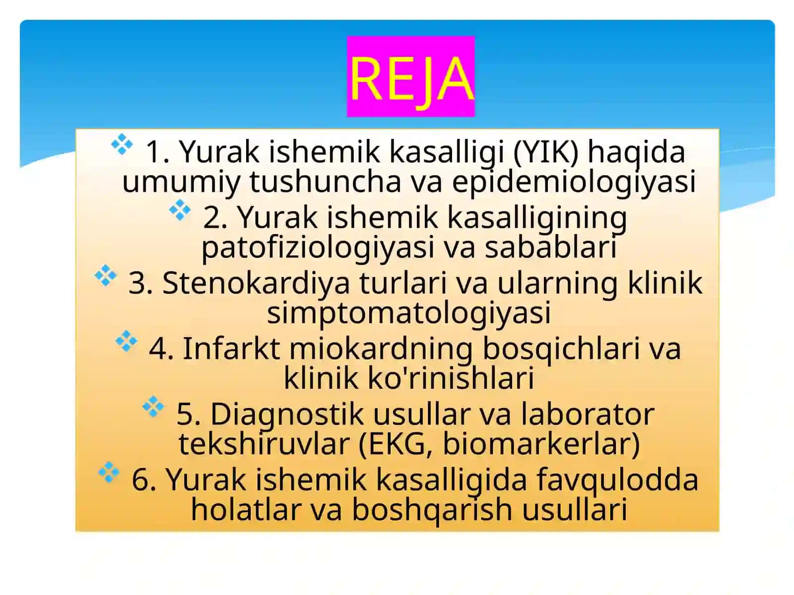 Yurak ishemik kasalligi haqida 2