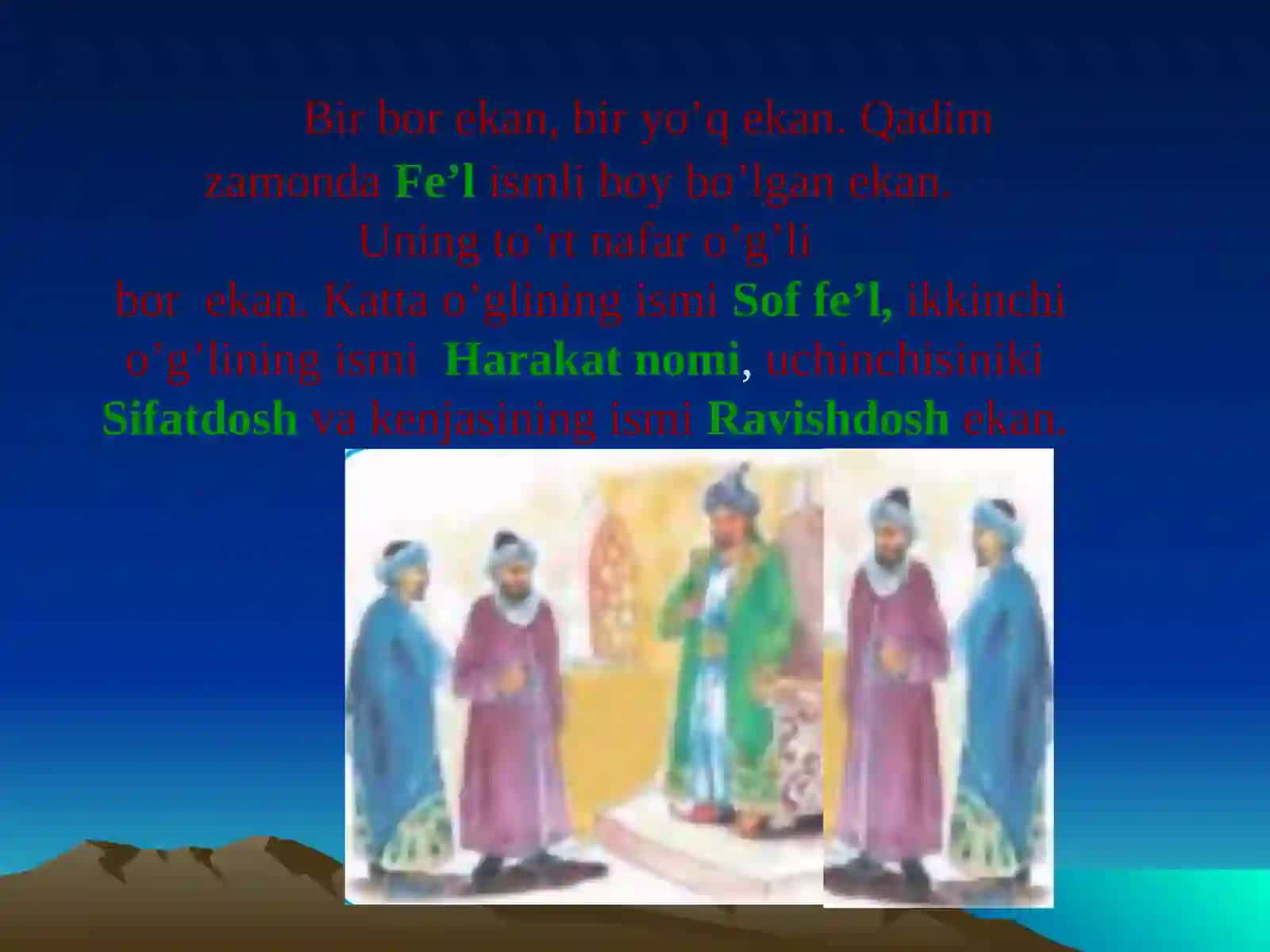 7-sinf Ona tili dars ishlanma. Fe'llarning tuzilishiga ko'ra turlari va ularning imlosi 2
