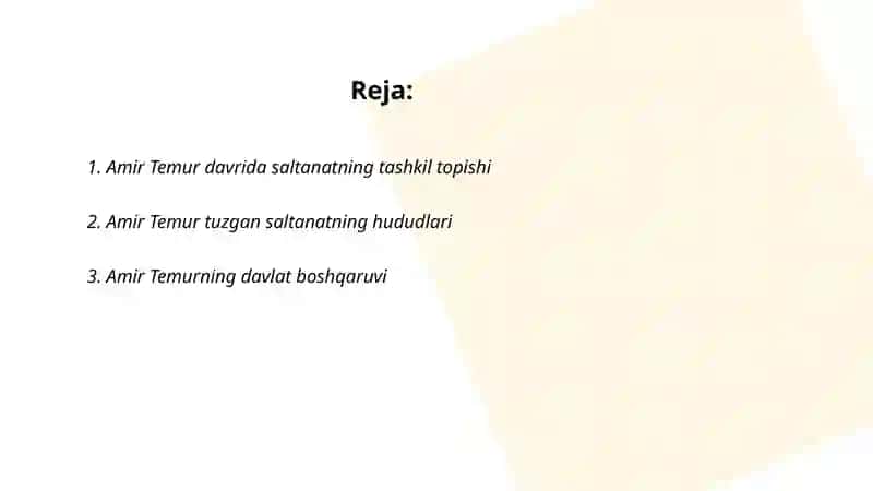 Amir Temur tuzgan saltanat va uning parchalanishi 2