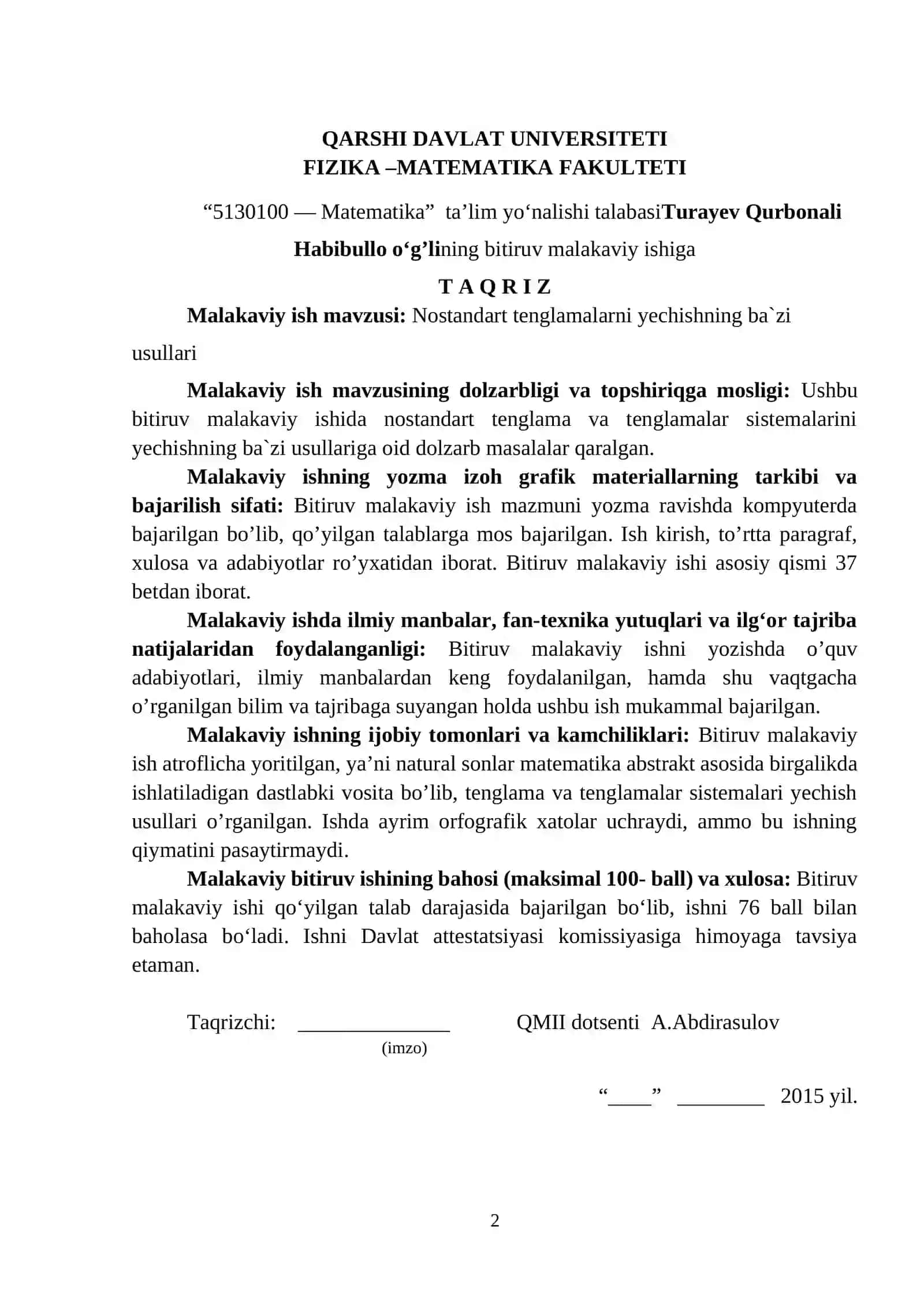 Nostandart tenglamalarni yechishning ba`zi usullari 2