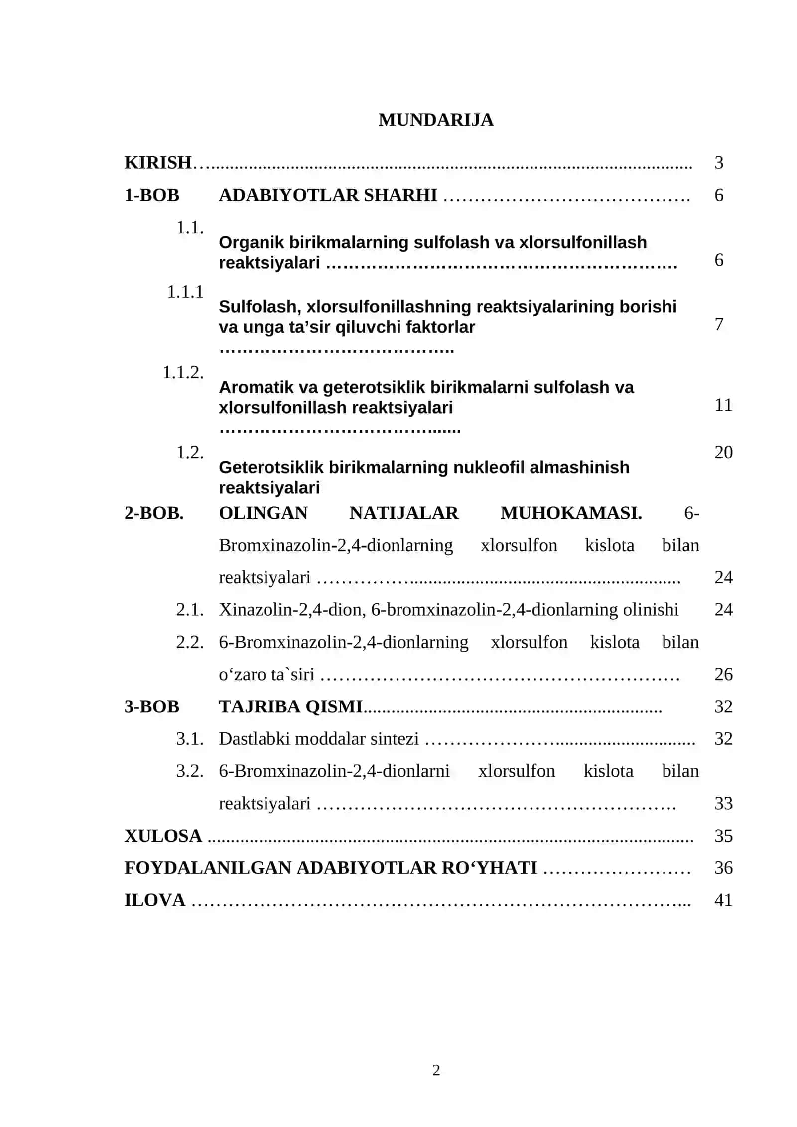 6-brоmхinazоlin-2,4-diоnlarni хlоrsulfоn kislоtasi bilan rеaktsiyalarini tadqiq qilish 2