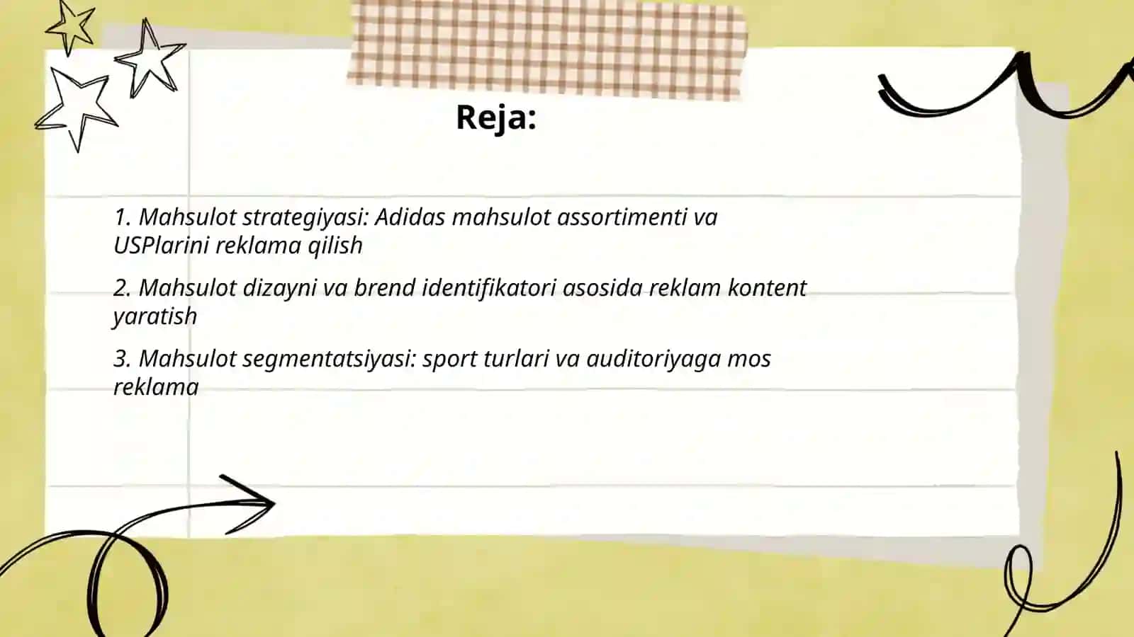 Adidas brendi 4p reklama tayyorlash 2