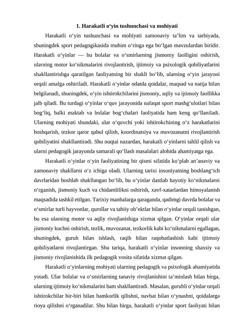 Harakatli o‘yinlar va uni o‘qitish metodikasi faniga kirish harakatli o‘yinlar tarixi tasnifi va pedagogik ahamiyati 2