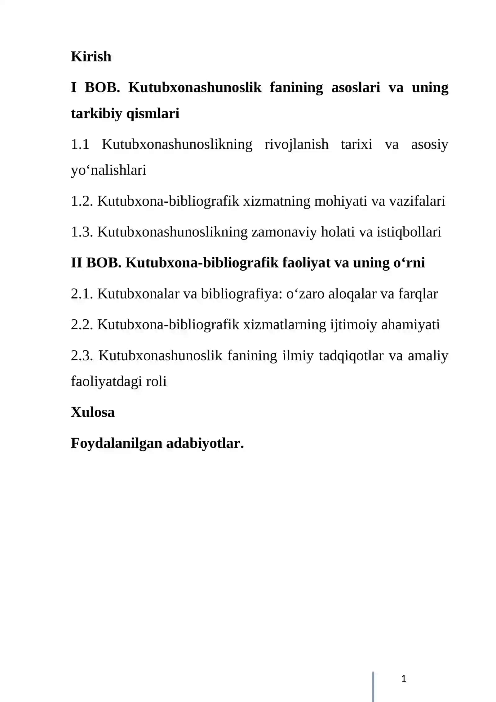 KUTUBXONASHUNOSLIK KUTUBXONA-BIBLIOGRAFIK HAMDA SOHALARIGA OID FANLAR 2