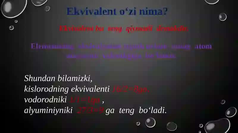 Oksidlanish-qaytarilish reaksiyalarida moddalarining ekvivalent og'irligini aniqlash 2