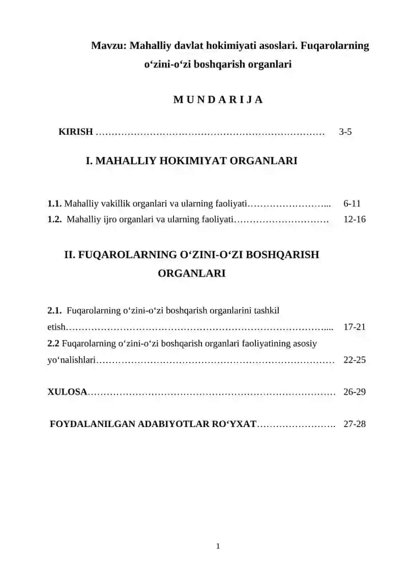 Mahalliy davlat hokimiyati asoslari. Fuqarolarning o‘zini-o‘zi boshqarish organlari 2