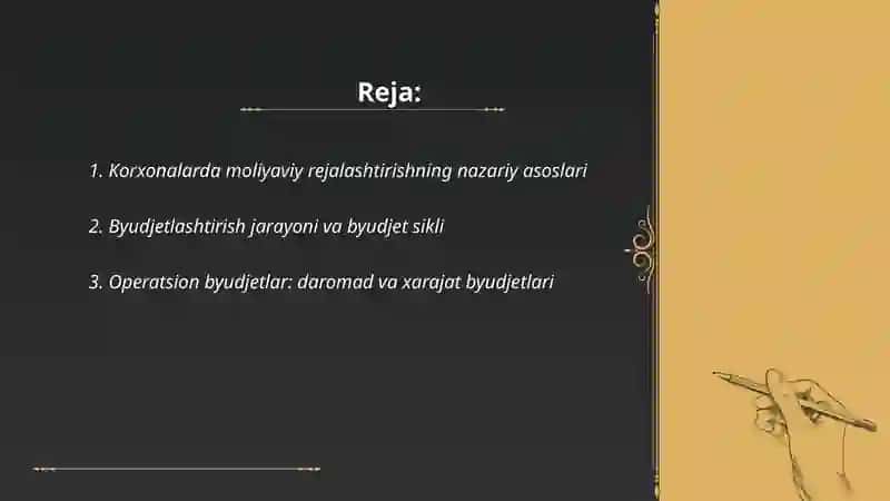Korxonalarda moliyaviy rejalashtirish va byudjetlashtirish 2