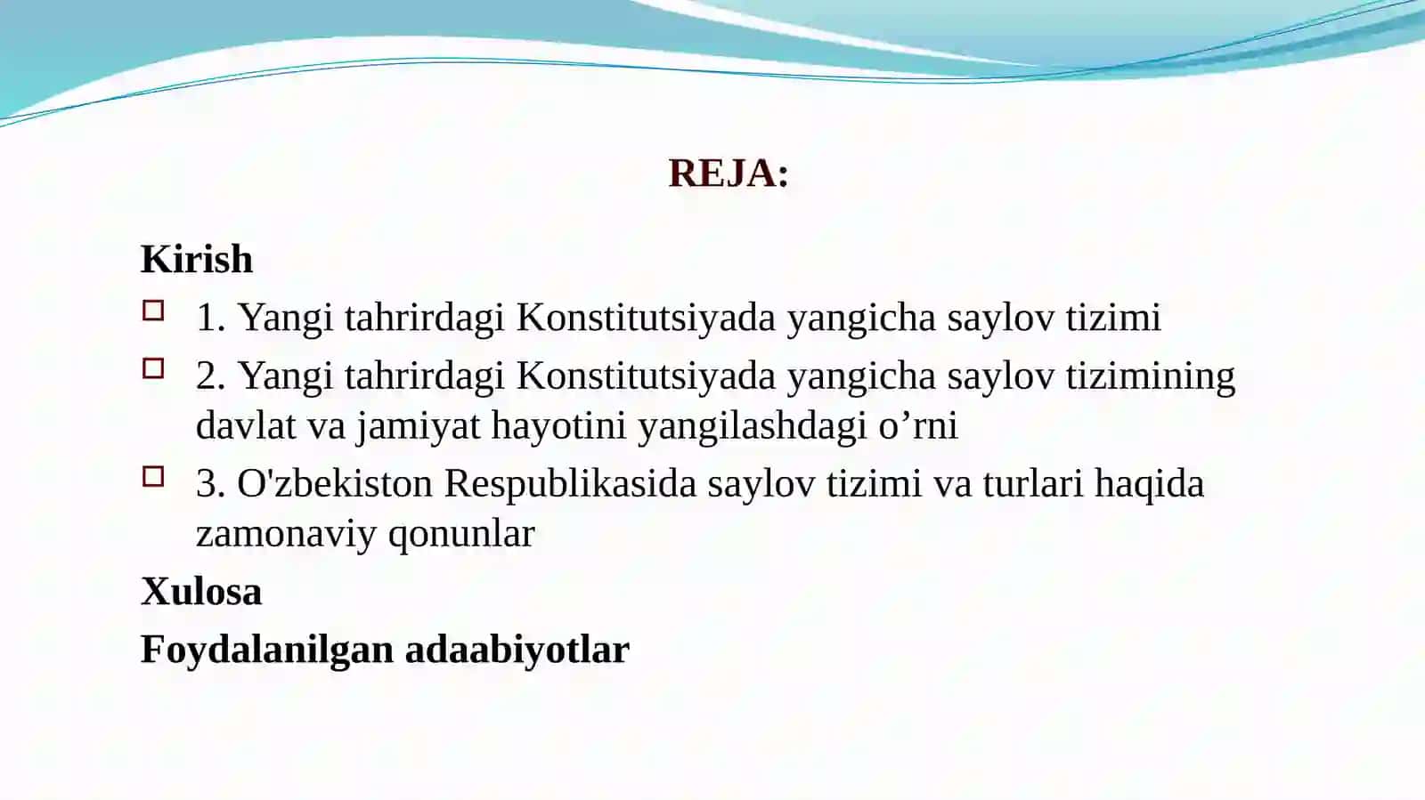 Yangi tahrirdagi Konstitutsiyada yangicha saylov tizimining davlat va jamiyat hayotini yangilashdagi o’rni 2