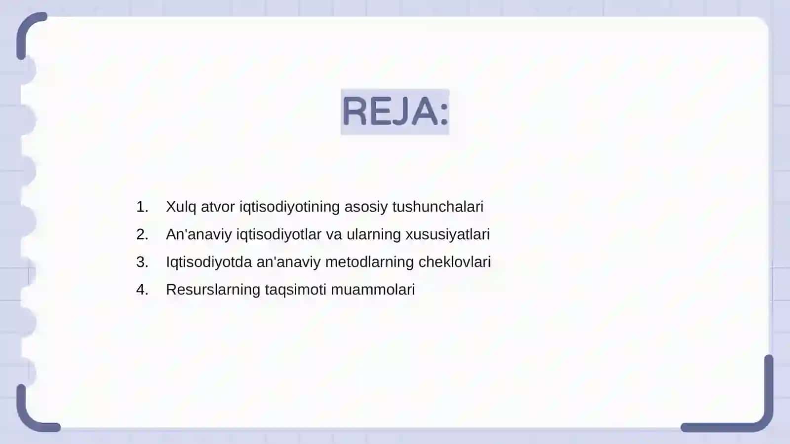Xulq atvori iqtisodiyotida an'anaviy iqtisodiyot asoslarining cheklovlari va resurslar taqsimoti 2