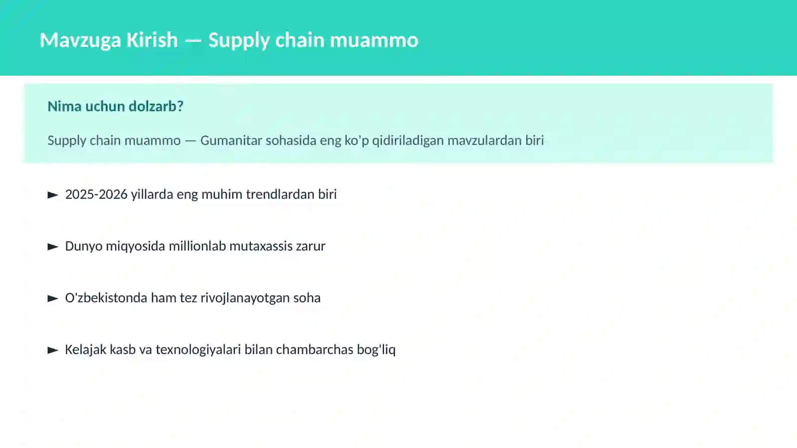 Supply chain muammo 2