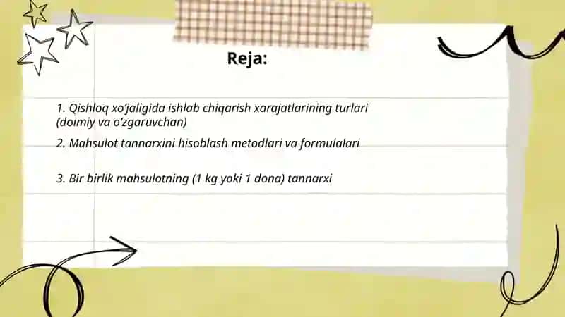 Qishloq xoʻjaligida ishlab chiqarish xarajatlari va mahsulot tannarxi 2