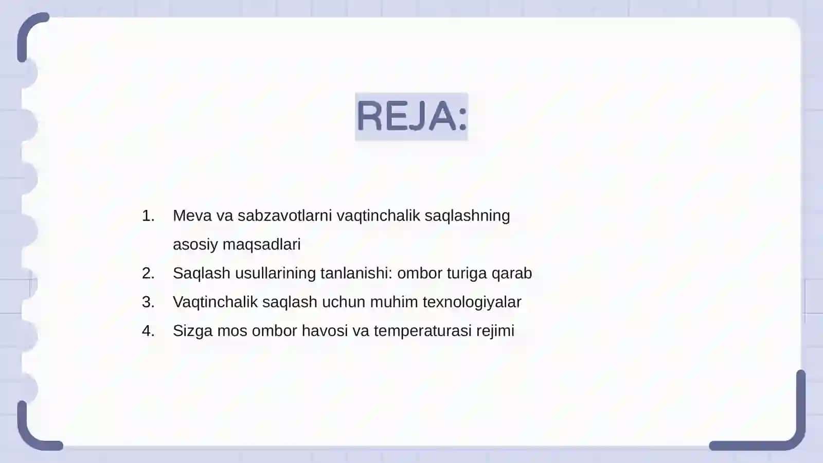 Meva sabzavotlarni vaqtinchalik omborlarda saqlash usullari va yaxshilash choralari 2