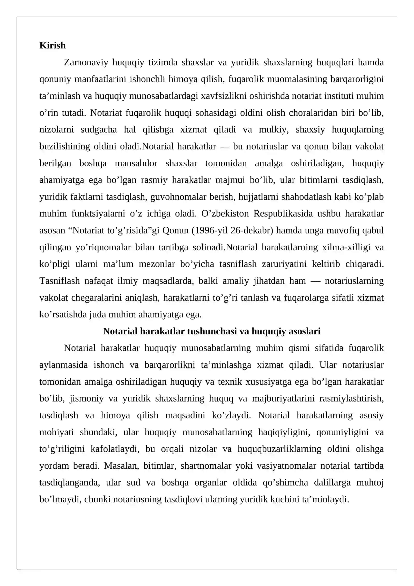 Notarial harakatlarning tasnifi 2