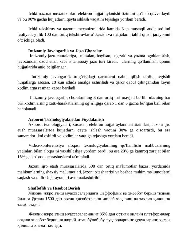 Jazoni ijro etish muassasalarida ichki tartib qoidalari 2