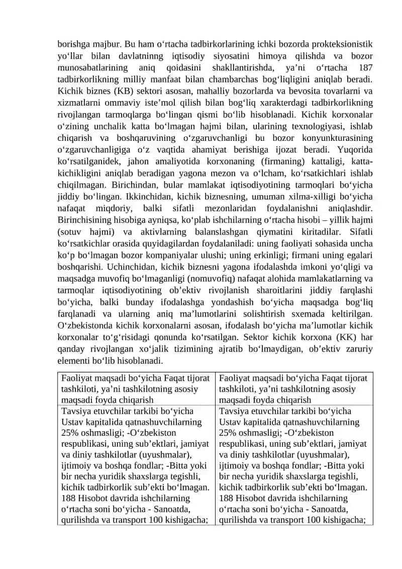 Kichik Biznesning Mohiyati va Xususiyatlari 2