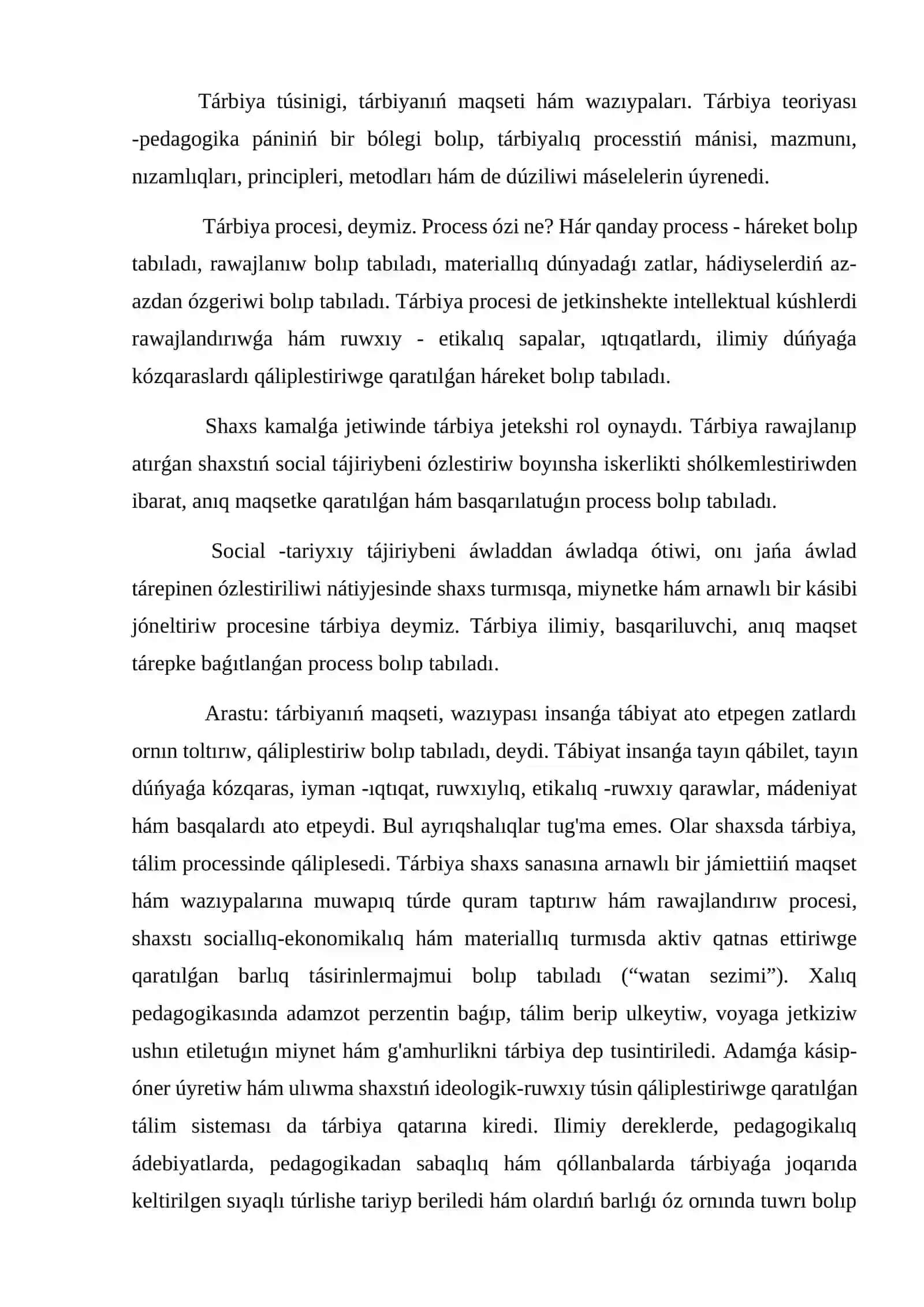 Baslawısh tálimde tárbiya pániniń maqseti hám waziypaları 2
