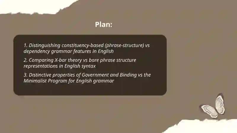 Distinguishing Grammar Models and Structures in English 2