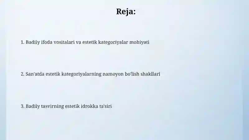 Estetik kategoriyalarning badiiy adabiyotdagi ahamiyati 2