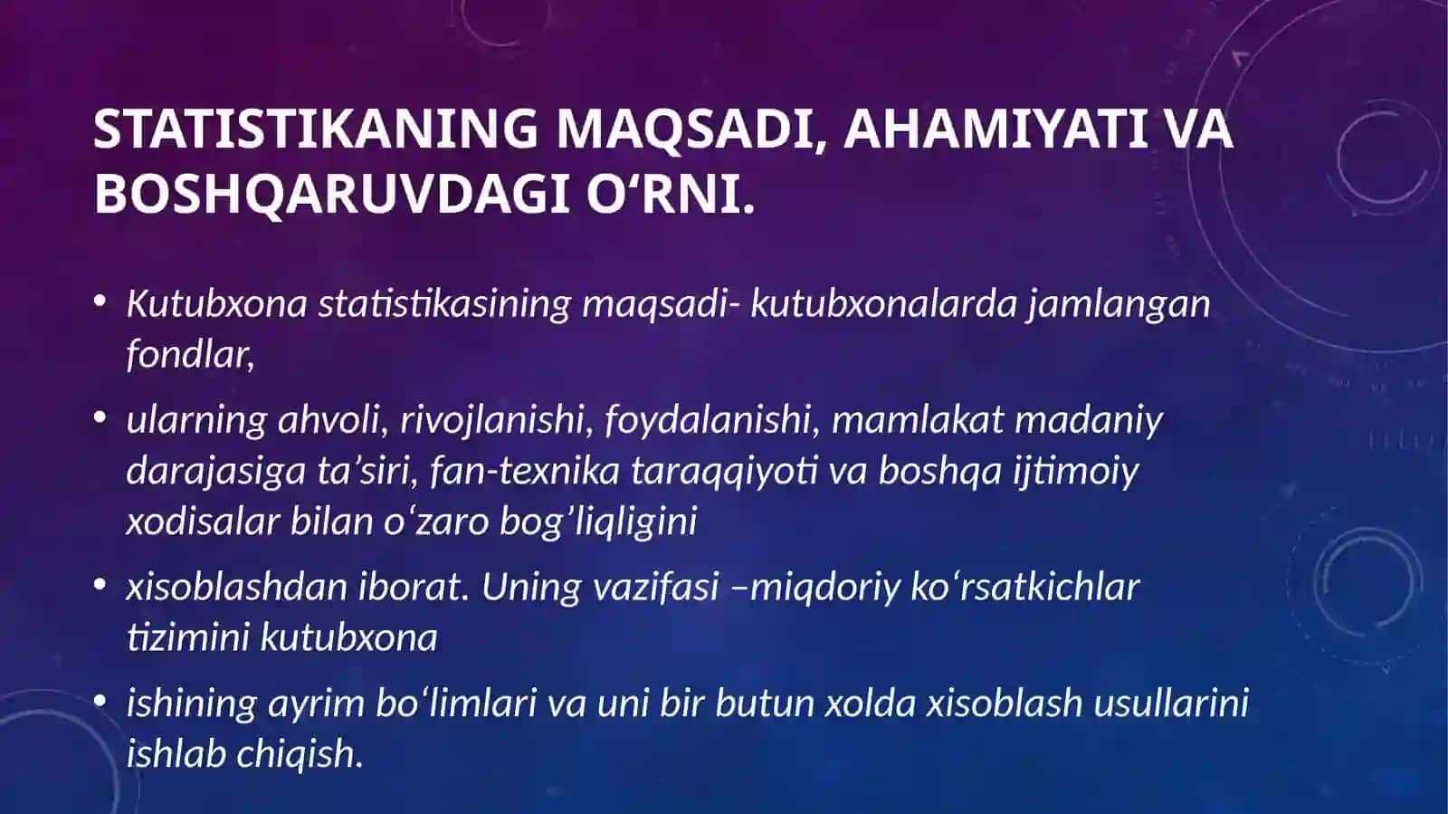 Kutubxona – axborot faoliyati statistikasi 2