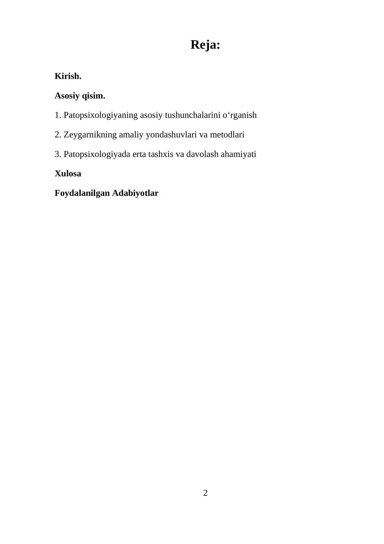 KLINIK PSIXOLOGIYA fanidan MUSTAQIL ISH 2