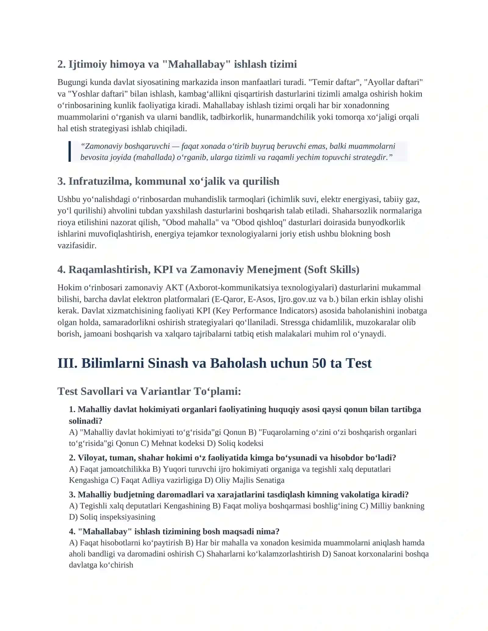 Hokim o‘rinbosari lavozimida ishlash uchun strategik qo‘llanma 2