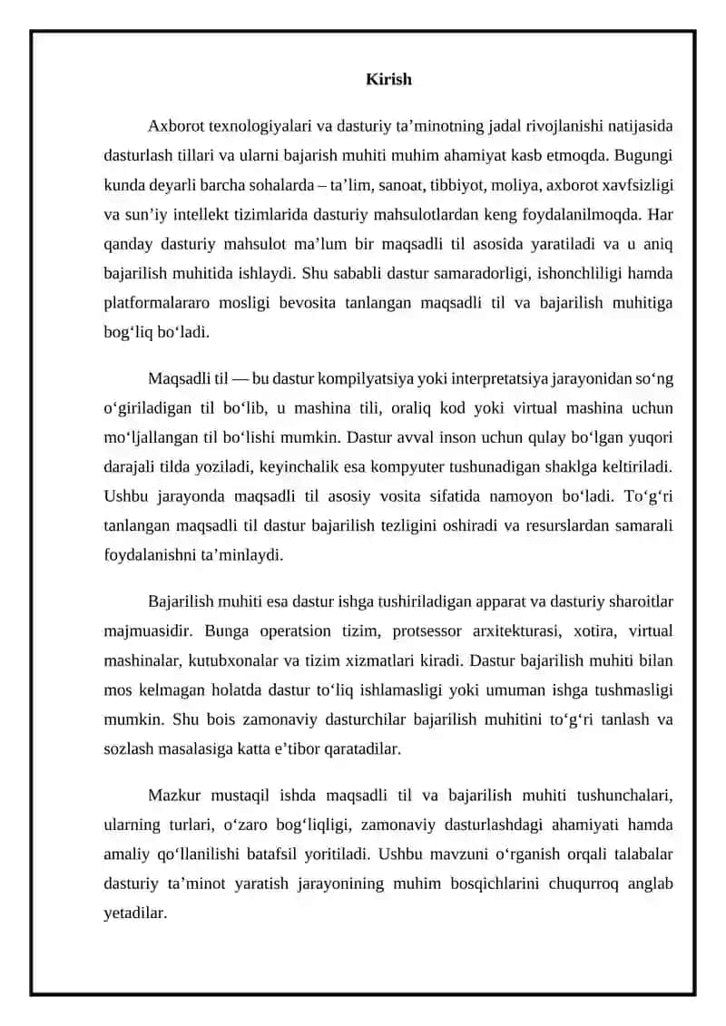 Maqsadli til va bajarilish muhiti 2