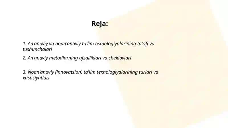 An'anaviy va noan'anaviy ta'lim texnologiyalari 2