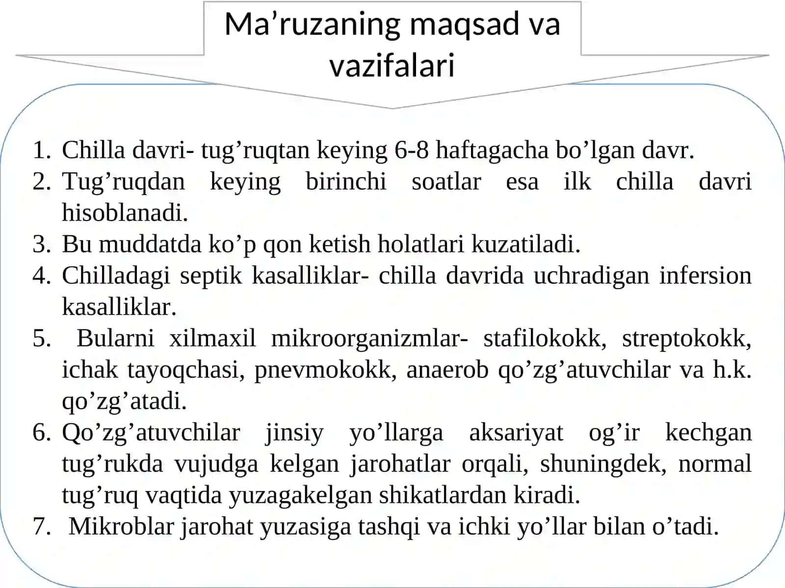 Chilla davri infekstiyalari. Akusherlik peritoniti 2