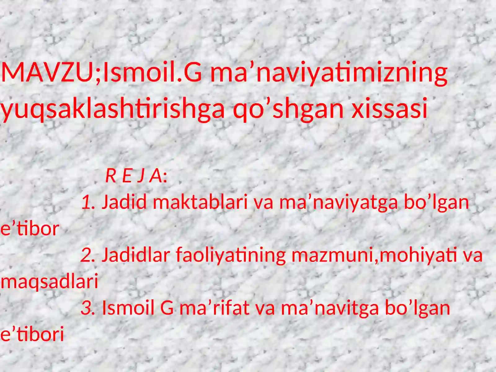 Ismoil.G ma’naviyatimizning yuqsaklashtirishga qo’shgan xissasi 2