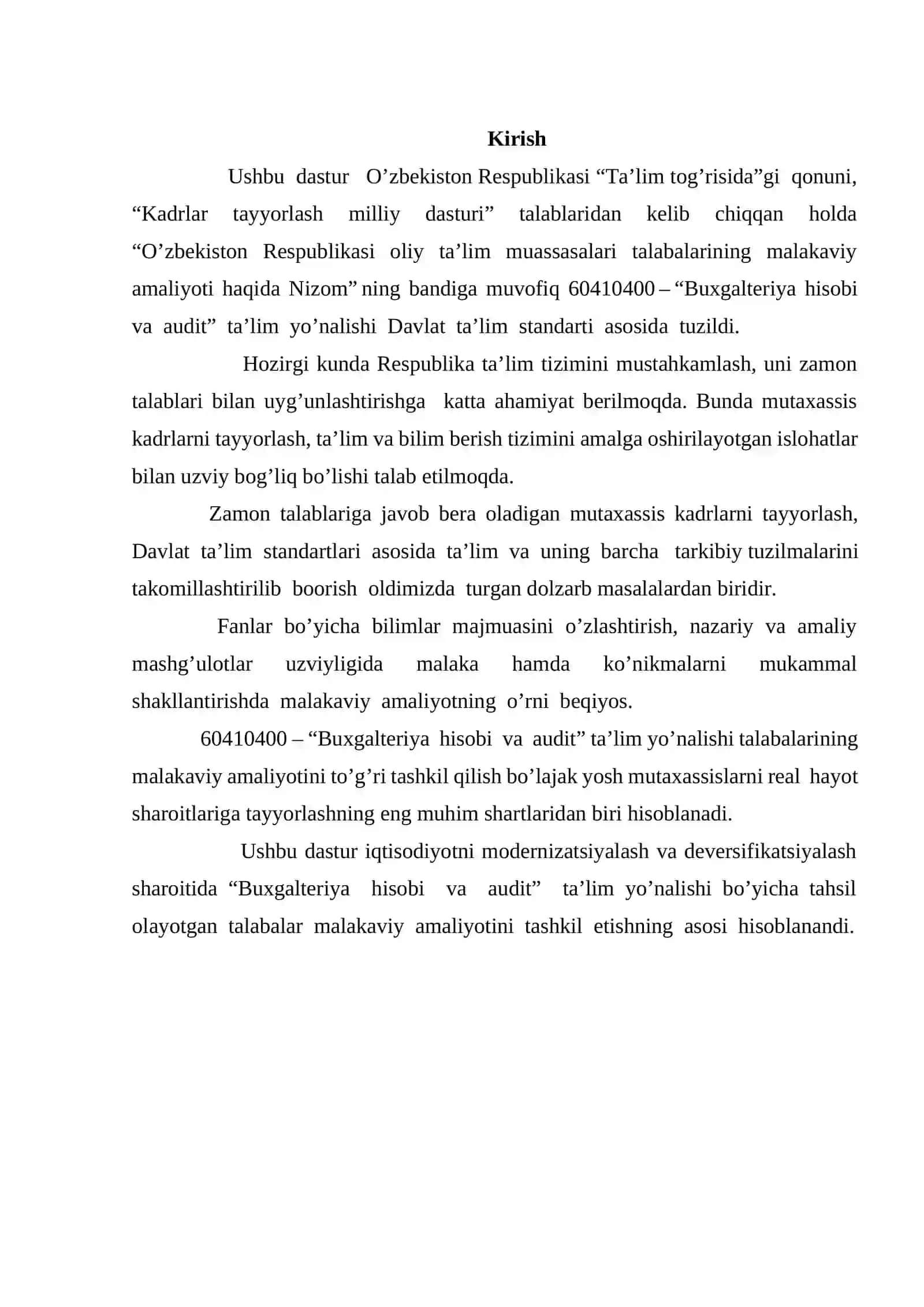 Politexnikumning buxgalteriya hisobini tashkil etishning me’yoriy- huquqiy asoslari 2