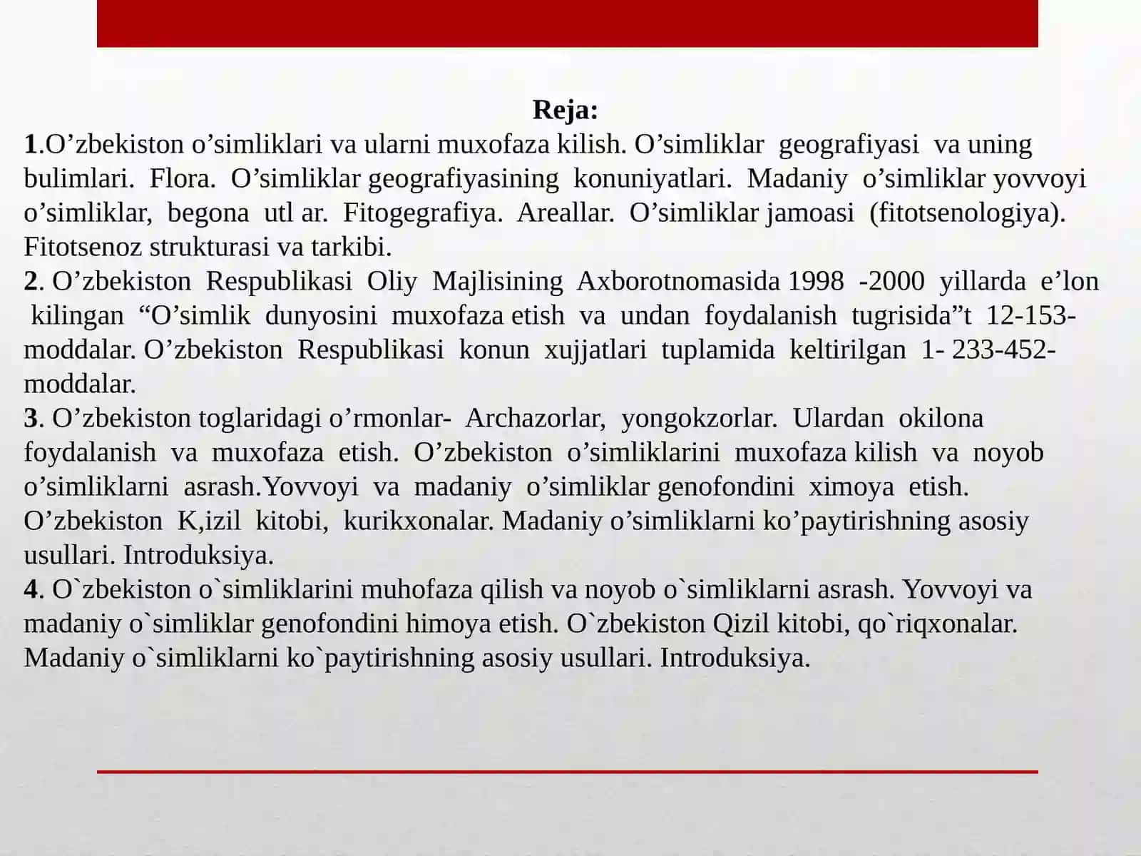 O'SIMLIKLAR GEOGRAFIYASI VA ANTROPOGEN OMILLAR, ULARNING QILSHLOQ XO’JALIGIDAGI AHAMIYATI 2