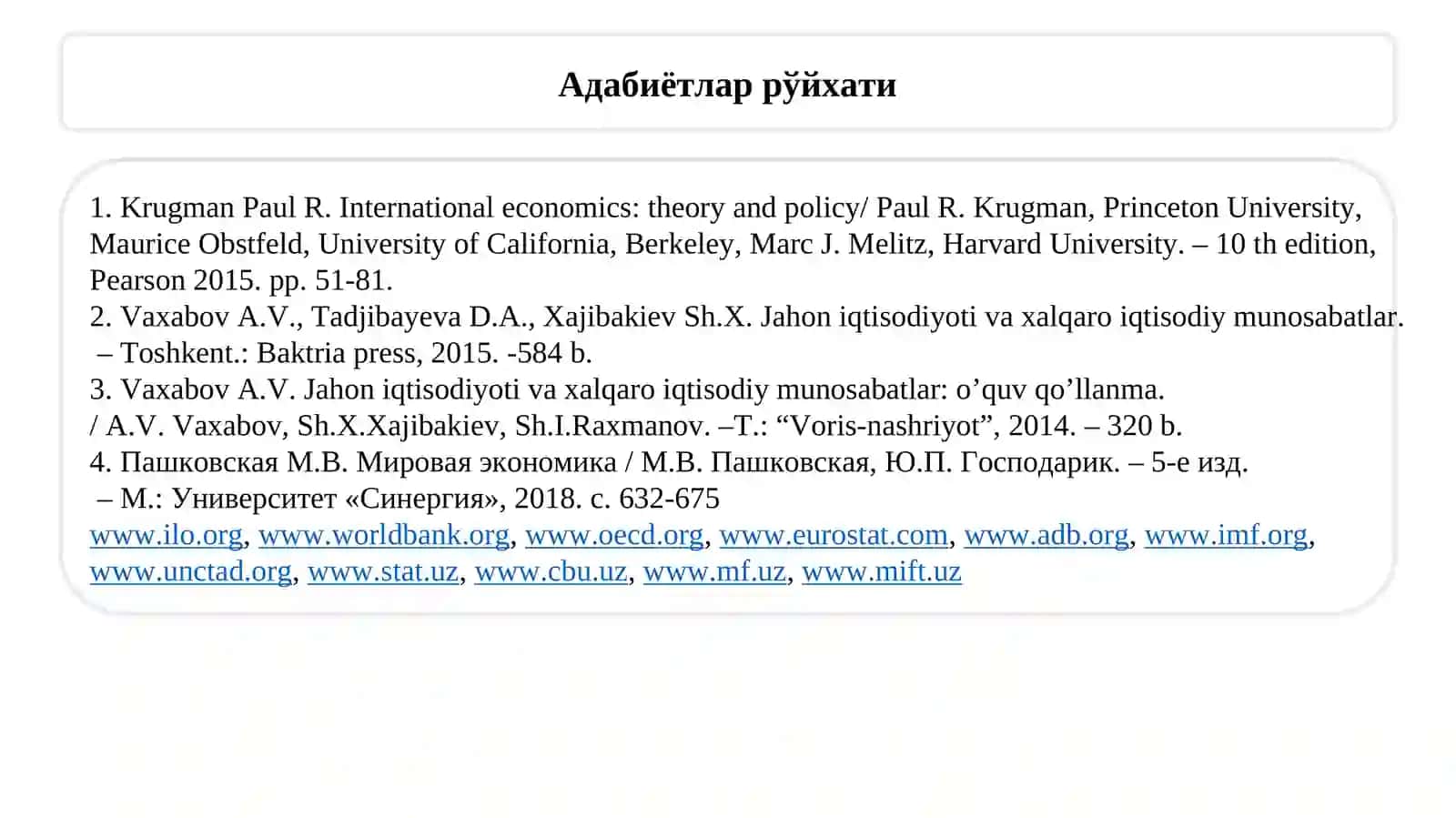 Bozor iqtisodiotining davriy rivojlanishi 2