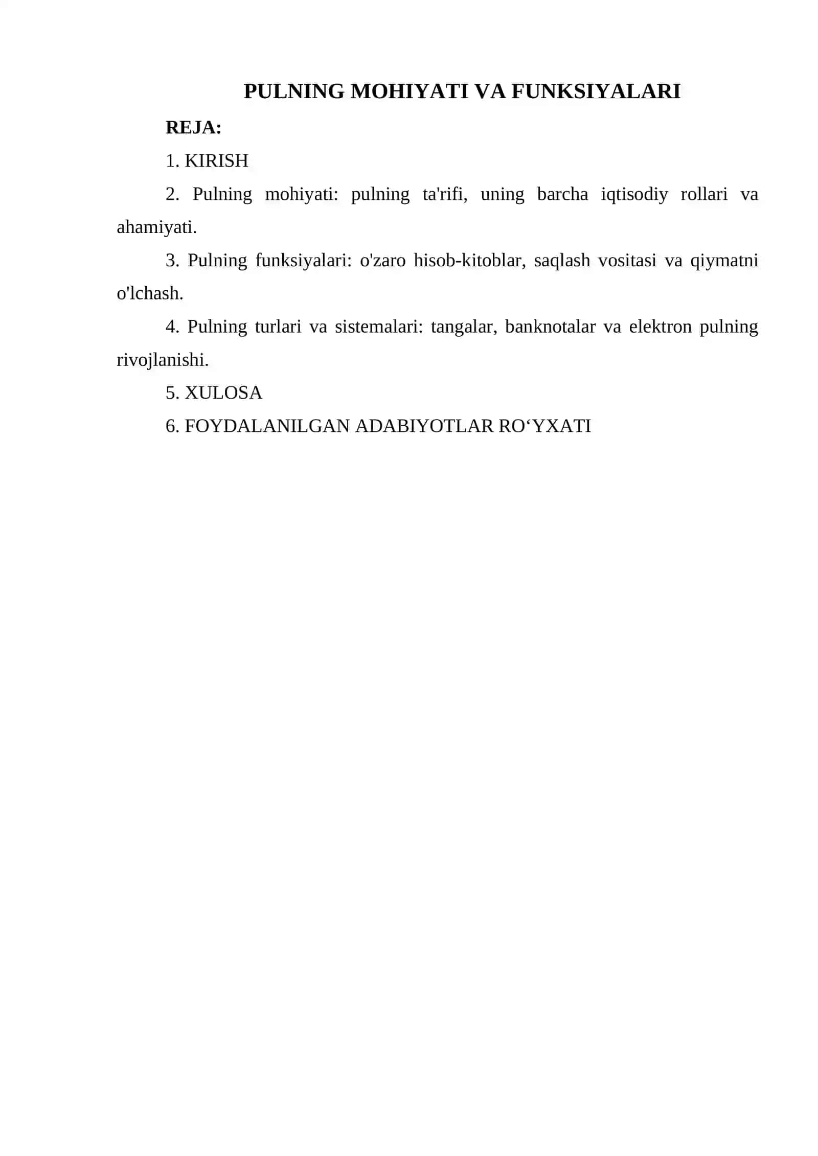 PULNING MOHIYATI VA FUNKSIYALARI 2