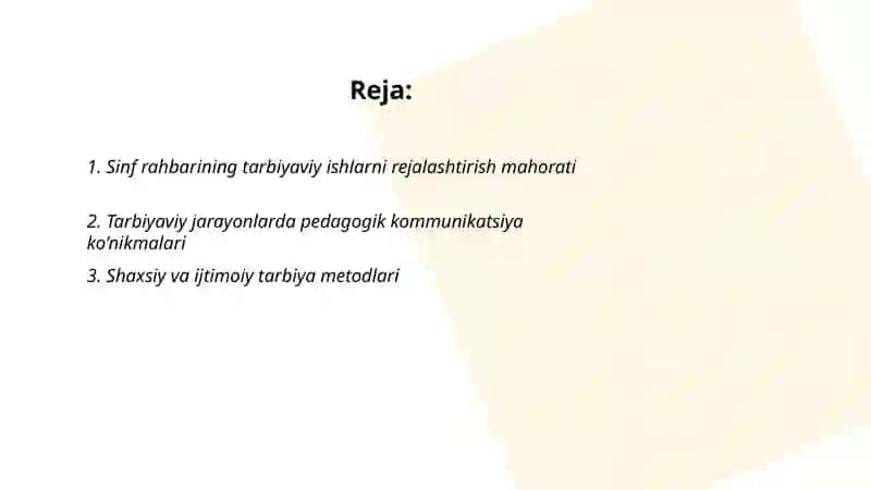 Tarbiyaviy ishlarni amalga oshirishda sinf rahbarining pedagogik mahorati 2