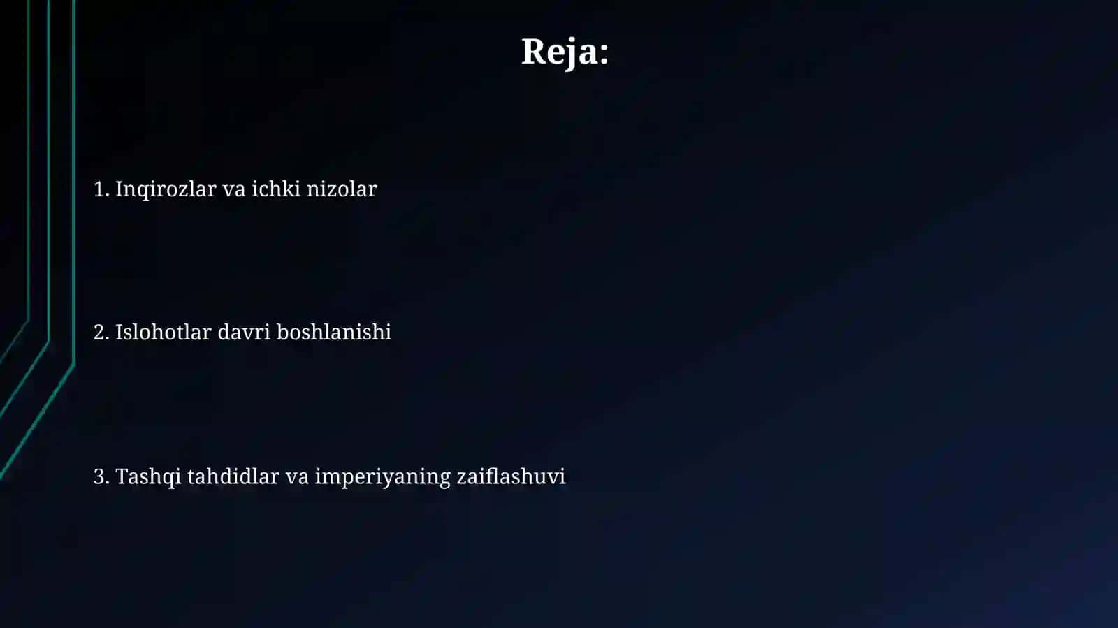 Usmonlilar imperiyasi:islohot va inqirozlar davri(1800-1870-yillar) 2