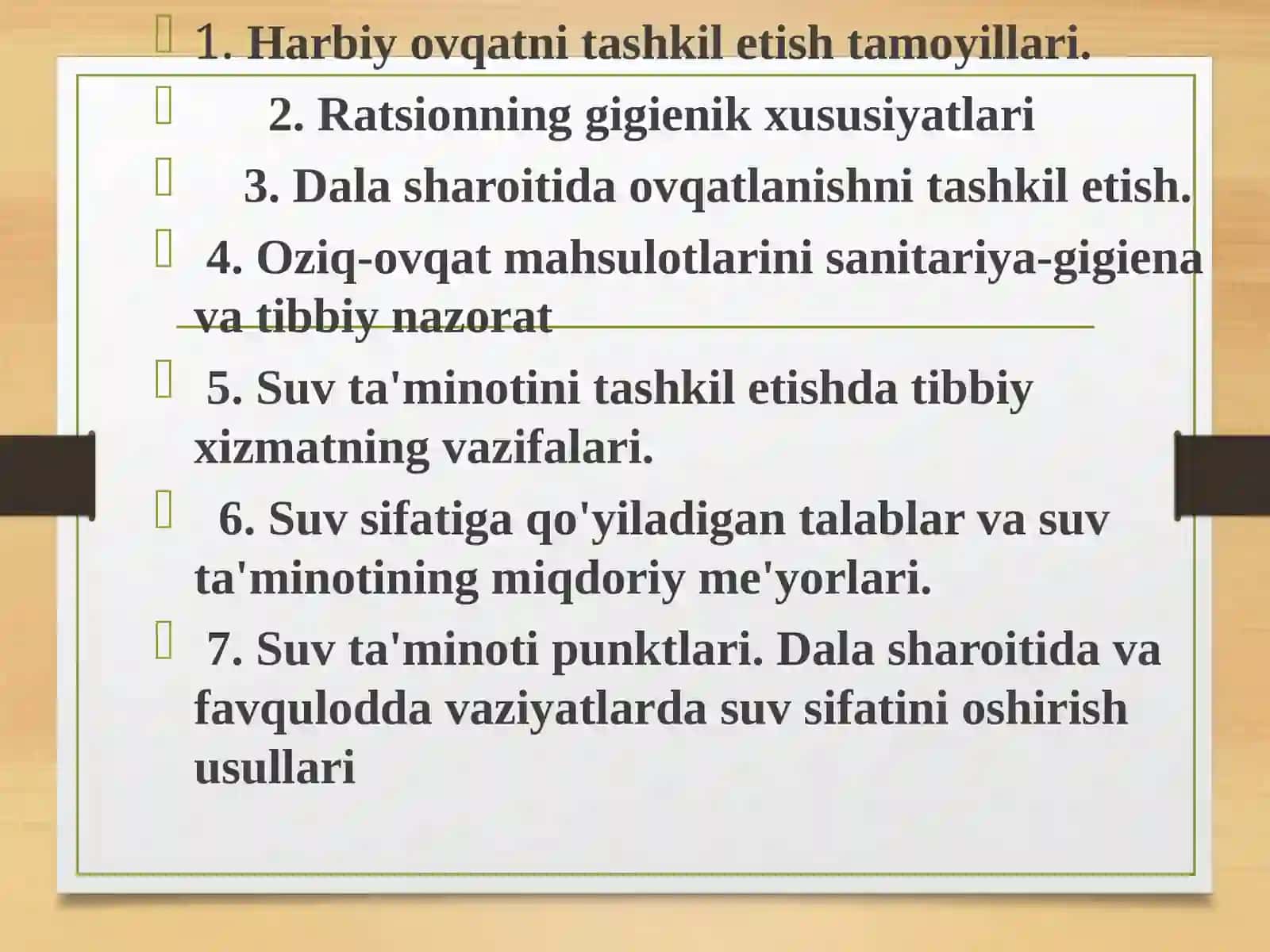 Oziq-ovqat va suv ta'minoti ustidan sanitariya nazorati 2