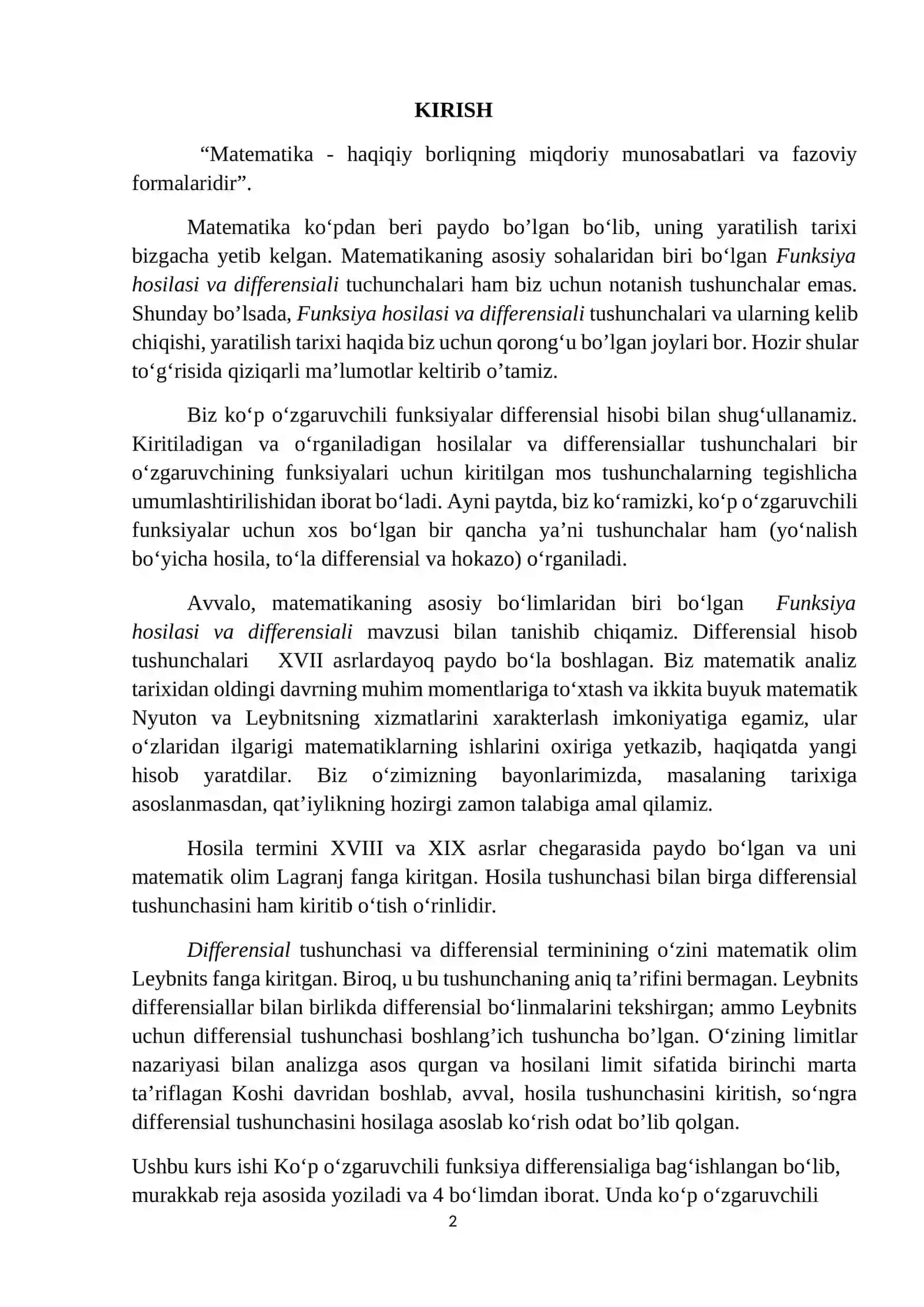 Ko‘p o‘zgaruvchili funksiyaning differensiali 2