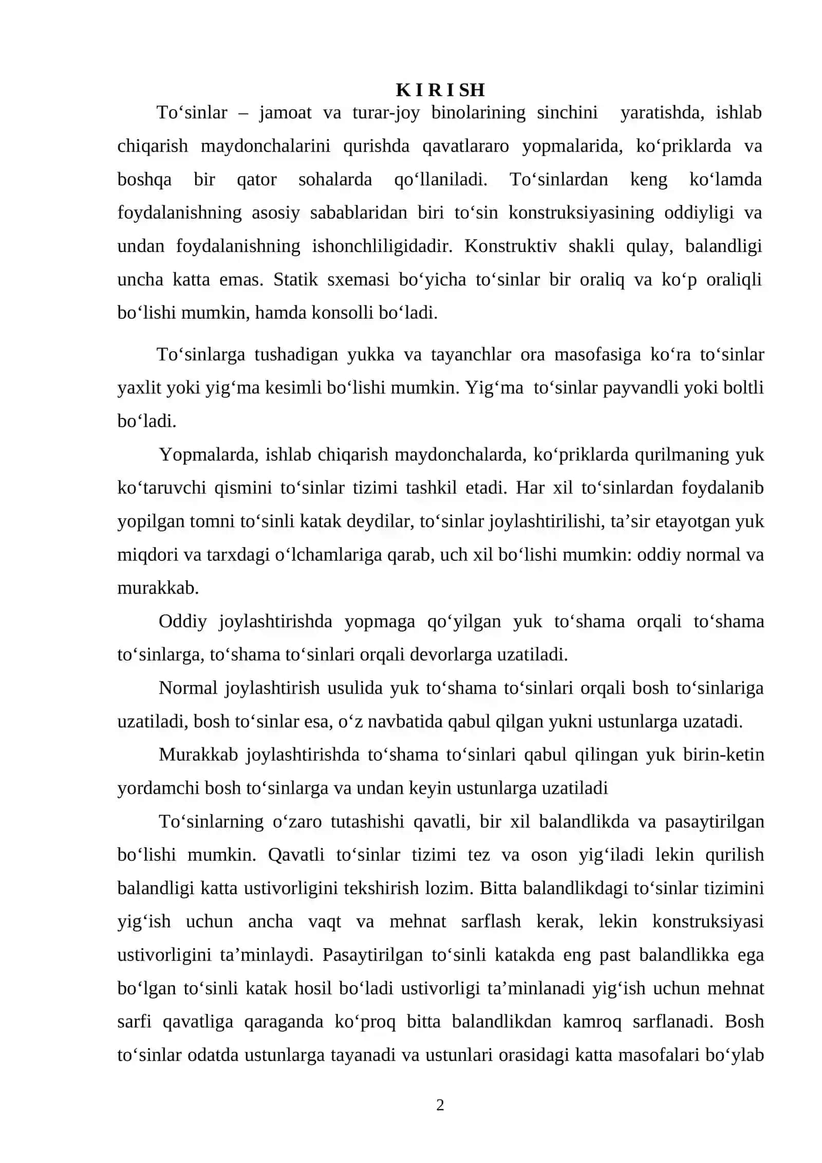 Metall konstruksiyalari kurs loyihasi 2