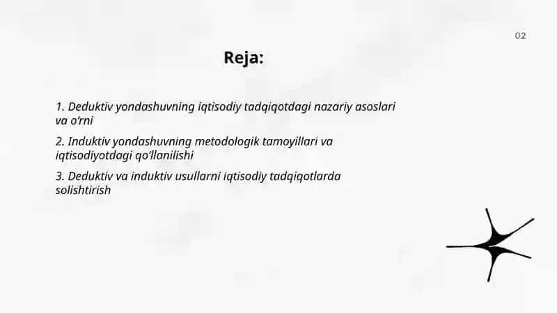 Deduktiv va induktiv yondashuvlarning iqtisodiy tadqiqotdagi o‘rni 2