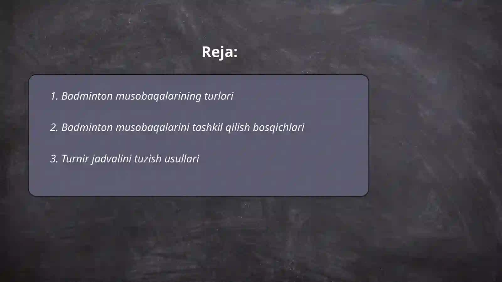 Badminton o'yin bo'yicha musobaqalar tashkil qilish va hakamlik qilish tasnifi 2
