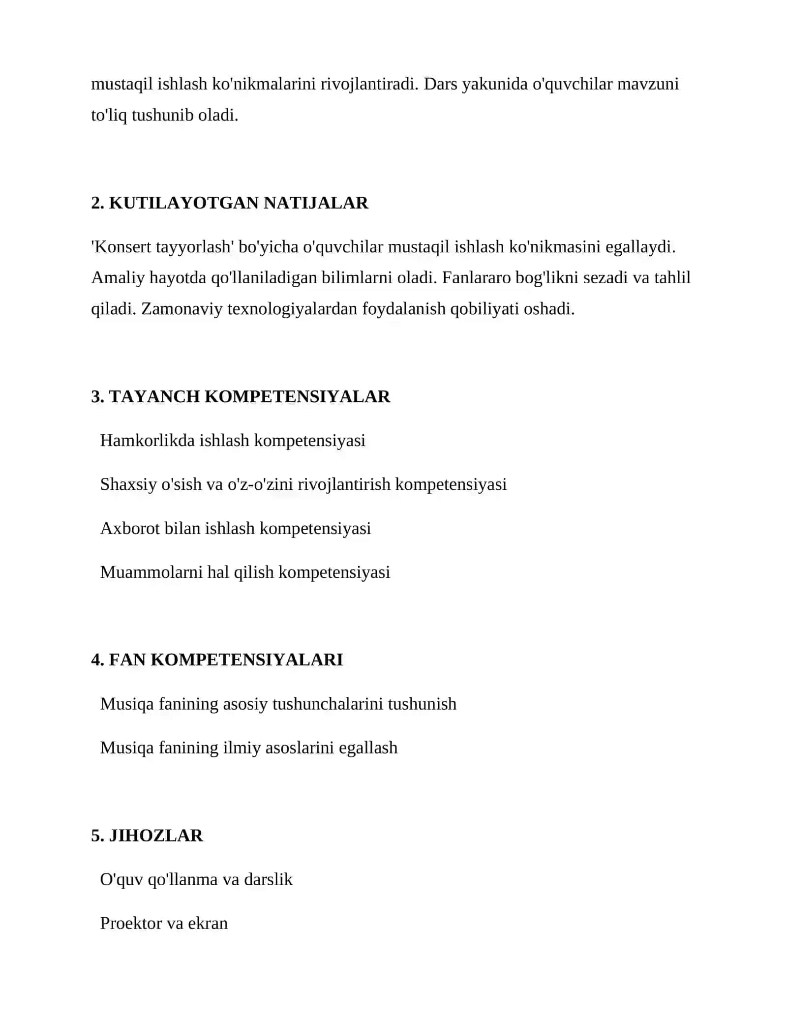 Konsert tayyorlash 2