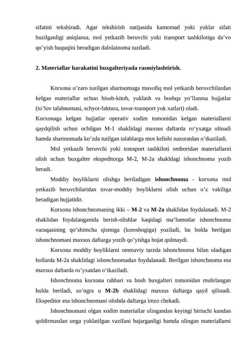 Materiallar harakatini hujjatlashtirish 2