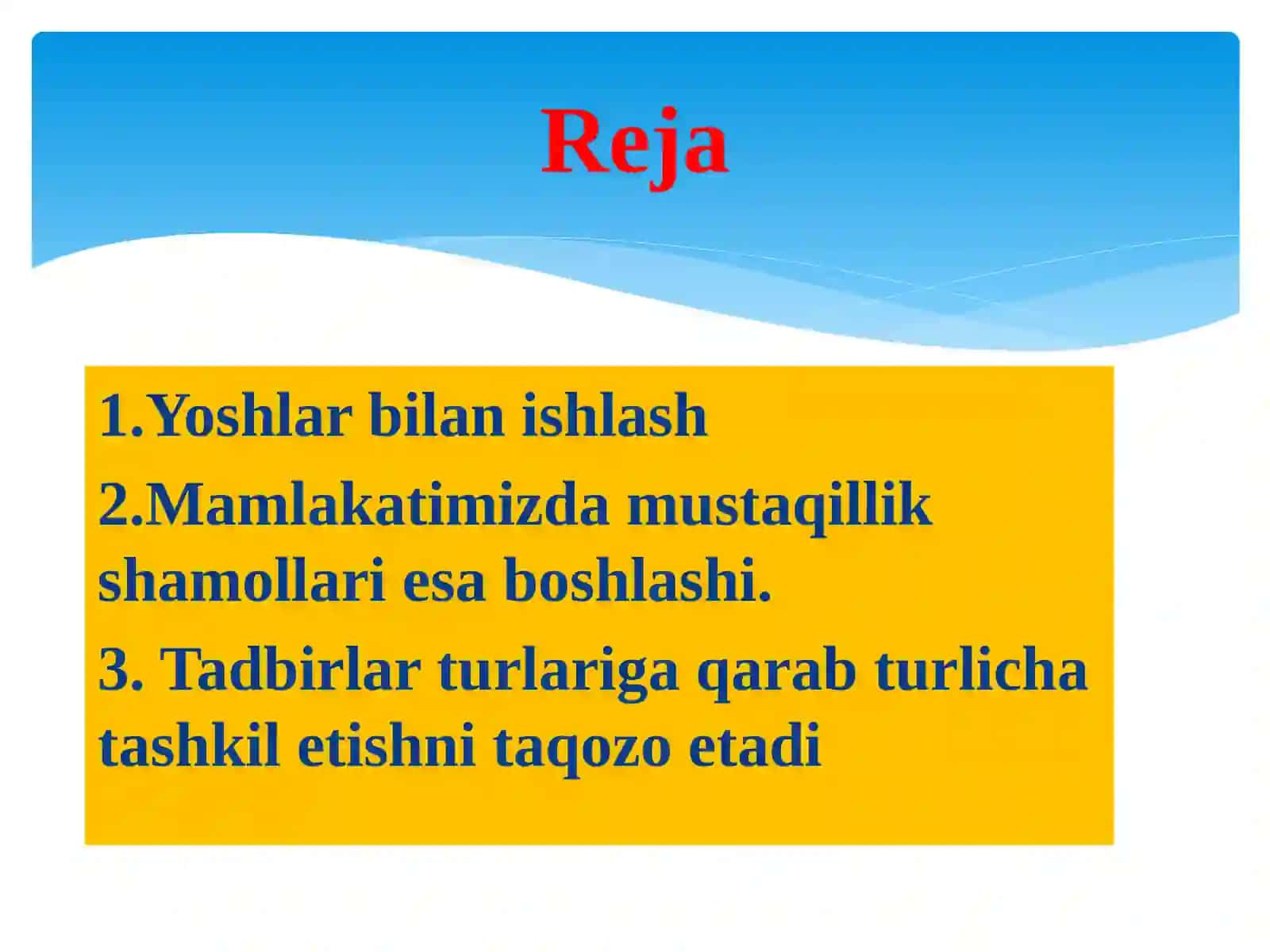 Yoshlar bilan ta'shili tadbirlarni tashkil etish metodi 2