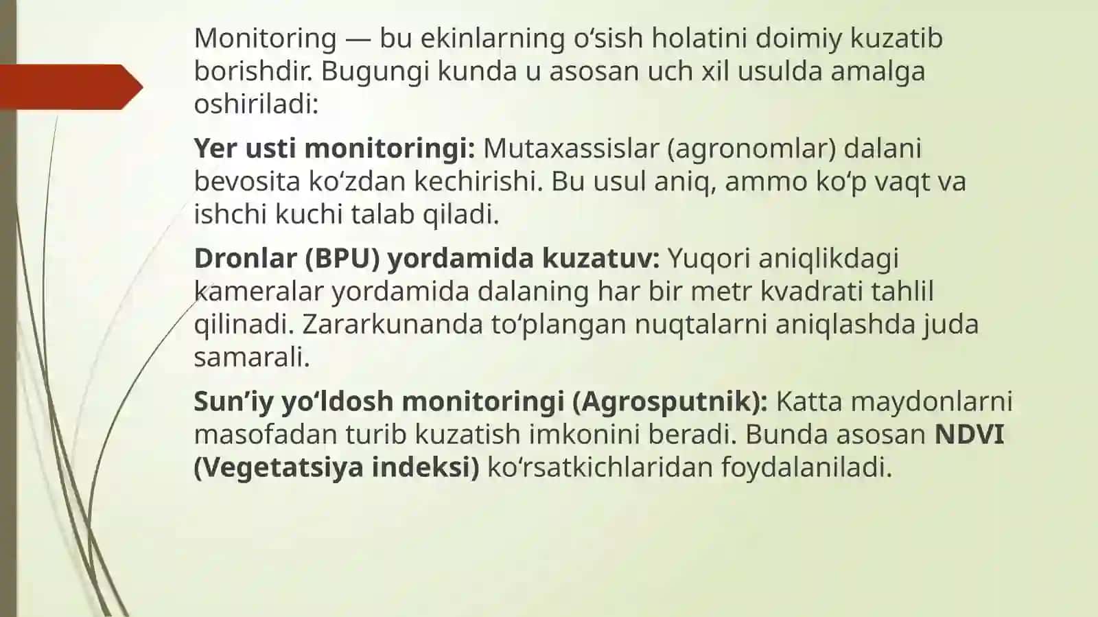 Ekinlarni monitoring qilish va ekinlarga yetkazilgan zararni baholash 2