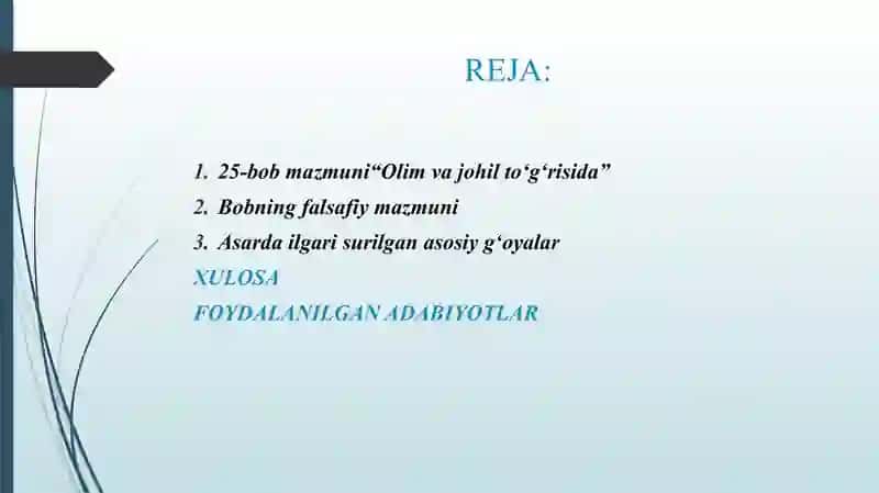 ALISHER NAVOIYNI ,,HAYRAT UL ABROR''DOSTONIDAGI 25-BOB 2
