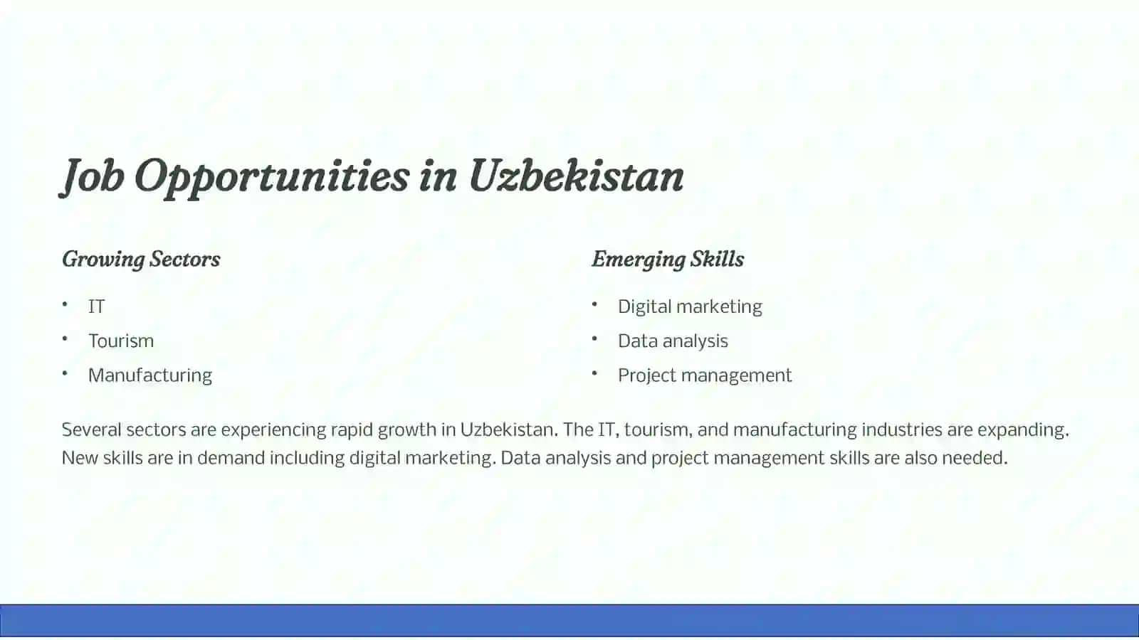 Job Opportunities in Uzbekistan 2