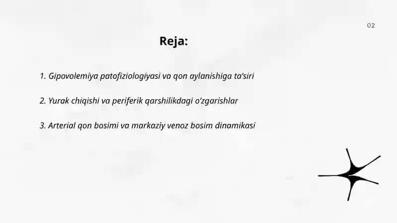 Gipovolemiyalarda qon aylanishining o‘zgarishlari 2
