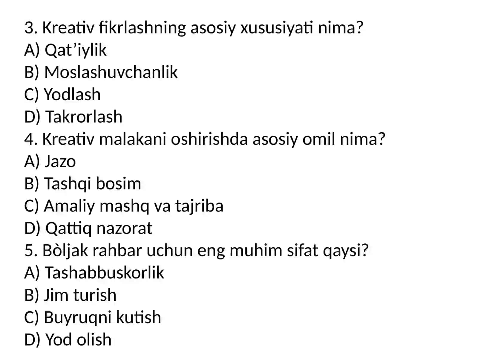Bòlajak rahbarning kreativ malakasini oshirish texnalogiyasi 2