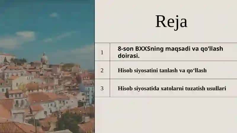 BXXS- 8Hisobsiyosatlari, hisoblabchiqilgan baholardagi o'zgarishlar 2