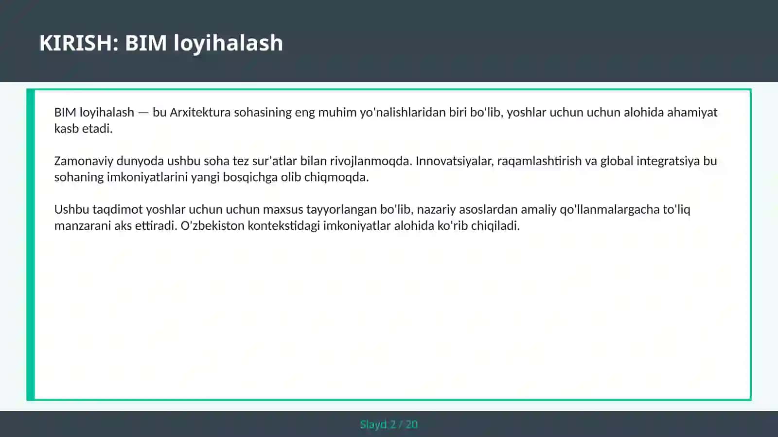 BIM loyihalash 2